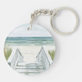 トロピカルパームツリーズ海ビーチ結婚式 キーホルダー (裏面)