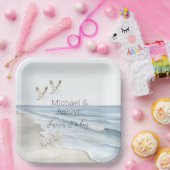 トロピカルパームツリーズ海ビーチ結婚式 ペーパープレート (パーティー)