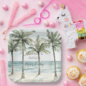 トロピカルパームツリーズ海ビーチ結婚式 ペーパープレート (パーティー)