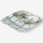 トロピカルパームツリーズ海ビーチ結婚式 ペーパープレート (傾斜あり)