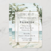 トロピカルパームツリーズ海ビーチ誕生日 招待状 (正面/裏面)