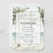 トロピカルパームツリーズ海ビーチ誕生日 招待状 (正面)