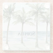 トロピカルパームツリーズ海ビーチ ガラスコースター (裏面)