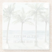 トロピカルパームツリーズ海ビーチ ガラスコースター (裏面)