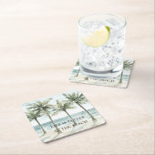 トロピカルパームツリーズ海ビーチ スクエアペーパーコースター (インサイチュ)