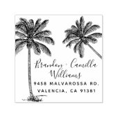 トロピカルパームツリーズ結婚したカップル差出人住所 セルフインキングスタンプ (デザイン)