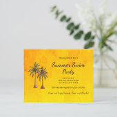 トロピカルパームツリーズ金ゴールドサマースイムプールパーティー インビテーションポストカード (スタンド正面)