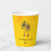 トロピカルパームツリーズ金ゴールドサマースイムプールパーティー 紙コップ (裏面)