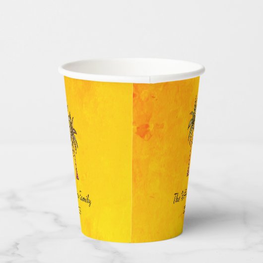 トロピカルパームツリーズ金ゴールドサマースイムプールパーティー 紙コップ (右)