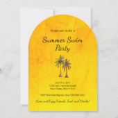 トロピカルパームツリーズ金ゴールドサマープールパーティー 招待状 (正面)