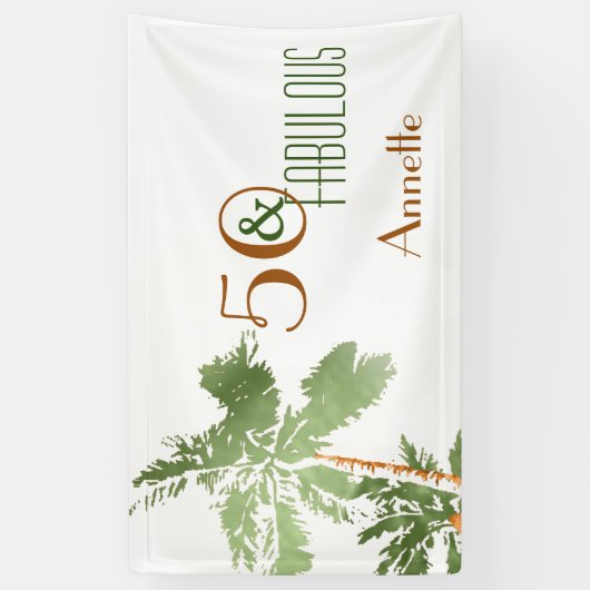 トロピカルパームツリーズ50と素晴らしい誕生日パーティー 横断幕 (縦)