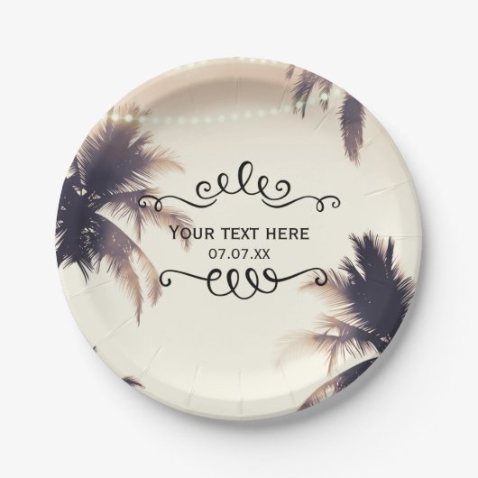 トロピカルパームツリーズ&ライツクリームドリーム ペーパープレート (正面)