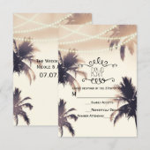 トロピカルパームツリーズ&ライトクリームドリームRSVPカード 出欠カード (正面/裏面)