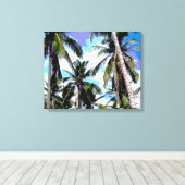 トロピカルパームツリーズ – 特性スタイル キャンバスプリント (インサイチュ (ウッドフロア))