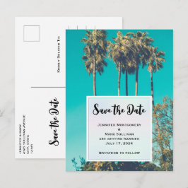 トロピカルパームツリーズCalifornia Save the Date インビテーションポストカード