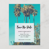 トロピカルパームツリーズCalifornia Save the Date インビテーションポストカード (正面)