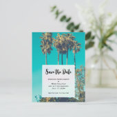 トロピカルパームツリーズCalifornia Save the Date インビテーションポストカード (スタンド正面)