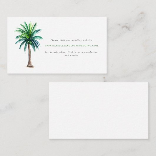 トロピカルパームツリーデスティネーションウェディングサイト エンクロージャーカード (正面/裏面)