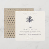 トロピカルパームツリーネイビークラフトウェディング招待 サンキューカード (正面/裏面)