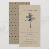 トロピカルパームツリーネイビークラフト婚約招待状 サンキューカード (正面/裏面)