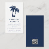 トロピカルパームツリーネイビー結婚ブルーのウェブサイト エンクロージャーカード (正面/裏面)