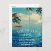 トロピカルパームツリーハワイ島の日付を保存 案内ポストカード (正面/裏面)