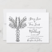 トロピカルパームツリーハンドドロー自然ド 招待状 (正面)