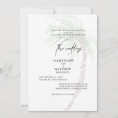 トロピカルパームツリーバイザーパープル結婚式招待状 招待状 (正面)