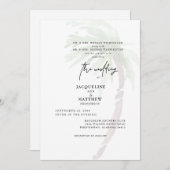 トロピカルパームツリーバイザーパープル結婚式招待状 招待状 (正面/裏面)