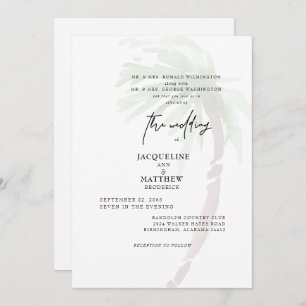 トロピカルパームツリーバイザーパープル結婚式招待状 招待状