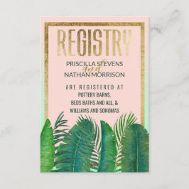 トロピカルパームツリーバナナリーフ金ゴールドギフトレジストリ エンクロージャーカード