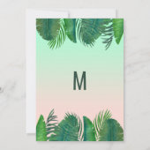 トロピカルパームツリーバナナリーフ金ゴールドフラワーガール 招待状 (裏面)