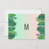 トロピカルパームツリーバナナリーフ金ゴールド婚約 案内状 (裏面)