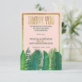 トロピカルパームツリーバナナリーフ金ゴールド結婚ズ サンキューカード (スタンド正面)