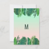 トロピカルパームツリーバナナリーフ金ゴールド結婚ズ サンキューカード (裏面)