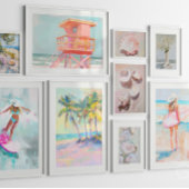 トロピカルパームツリーパステルコースタルウォールアート ポスター