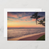 トロピカルパームツリービーチアットサンセットポストカード ポストカード (正面/裏面)