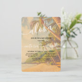 トロピカルパームツリービーチアロハベビーシャワー 招待状 (スタンド正面)