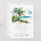 トロピカルパームツリービーチウェディング招待状 招待状 (正面)