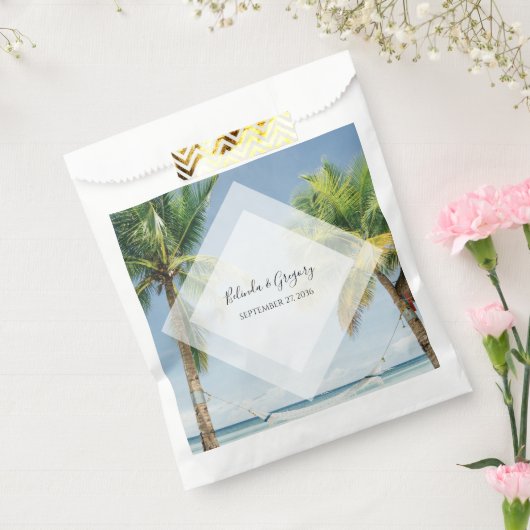 トロピカルパームツリービーチウェディング フェイバーバッグ (封をした状態)