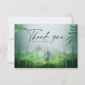 トロピカルパームツリービーチグリーンデスティネーションウェディング サンキューカード (正面)