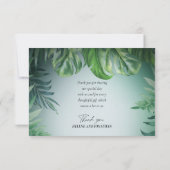 トロピカルパームツリービーチグリーンデスティネーションウェディング サンキューカード (裏面)