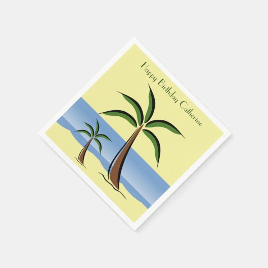 トロピカルパームツリービーチサマー海誕生日おもしろい スタンダードカクテルナプキン (角)