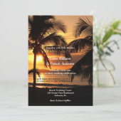 トロピカルパームツリービーチサンセット結婚式招待状 招待状 (スタンド正面)