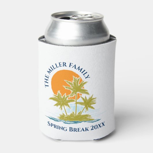 トロピカルパームツリービーチトリップサンセットキュートカスタム 缶クーラー (缶正面)