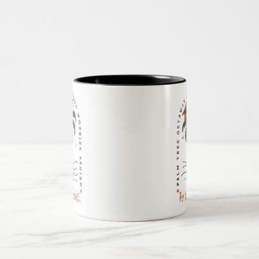 トロピカルパームツリービーチビーブスサマーサンレトロ ツートーンマグカップ (中央)