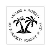 トロピカルパームツリービーチラウンドネームアドレス#2 セルフインキングスタンプ (デザイン)