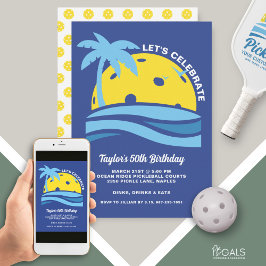 トロピカルパームツリービーチ海ピックボールパーティー 招待状