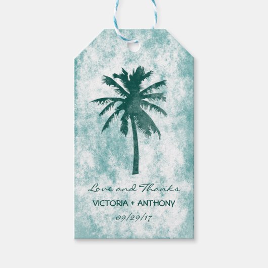 トロピカルパームツリービーチ結婚式サンキュー ギフトタグ (正面)