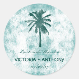 トロピカルパームツリービーチ結婚式サンキュー ラウンドシール